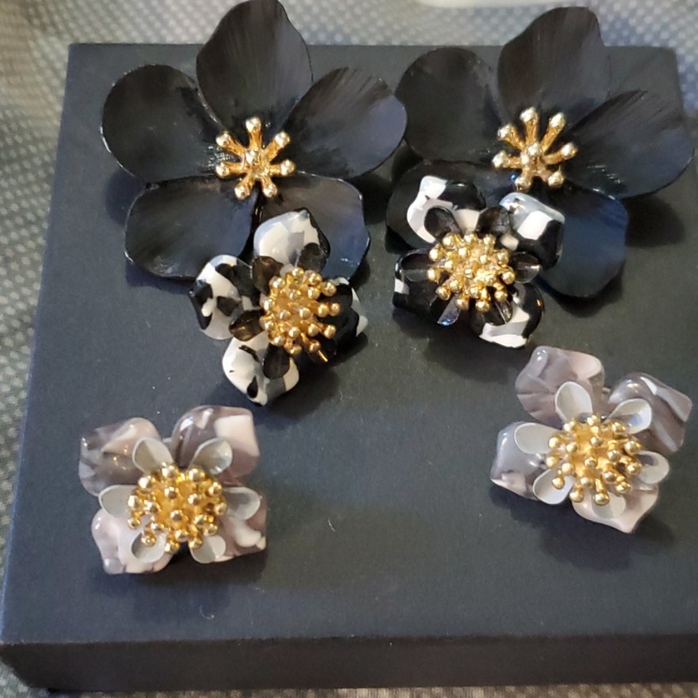 Set of Three Flower Earrings